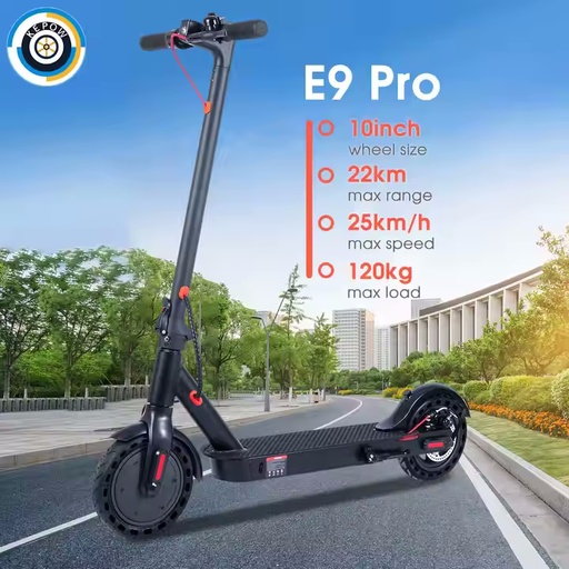 Trottinette Électrique KEPOW E9Pro 10Ah - 10"- Noir 